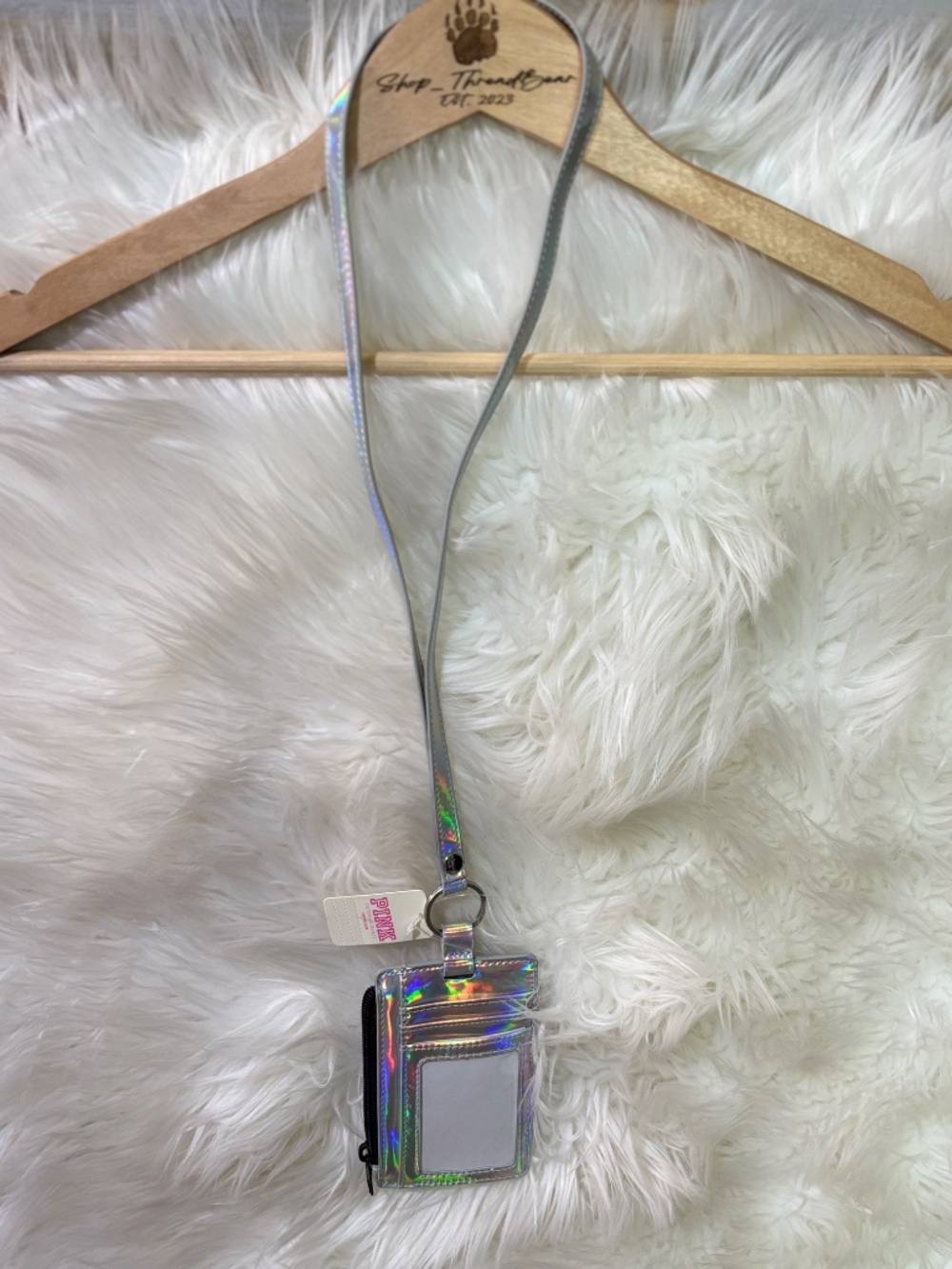NWT ✶FREE✶ WOW [VS · PINK] Silver Black Wristlet Lanyard Keyring Coin Purse GIFT - Picture 7 of 14